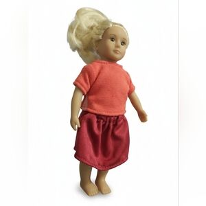 Our Generation Mini Doll 6" Blonde Hair Brown Eyes - Peach Top & Red Skirt